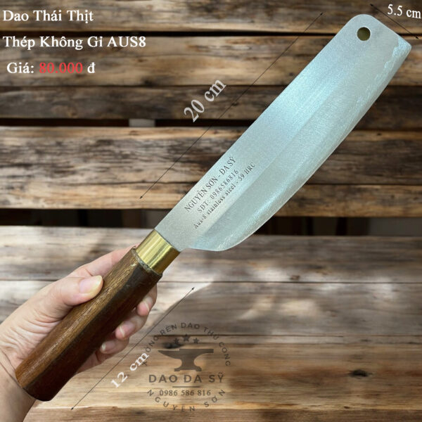 Dao thái thịt thép không gỉ Aus8 cao cấp. sản phẩm rèn thủ công từ xưởng rèn dao kéo đa sỹ danh tiếng